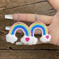 Sweet U Shape Rainbow Soft Clay Splicing Earrings sku image 4