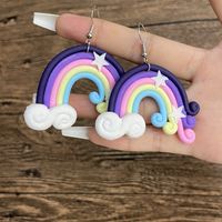 Sweet U Shape Rainbow Soft Clay Splicing Earrings sku image 1