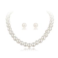 Klassischer Stil Geometrisch Imitationsperle Perlen Halskette 2-teiliges Set main image 5