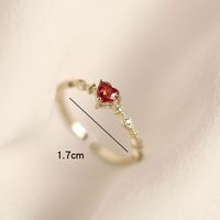 Fashion Heart Shape Copper Rings Inlay Zircon Copper Rings 1 Piece main image 2