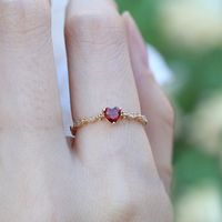 Fashion Heart Shape Copper Rings Inlay Zircon Copper Rings 1 Piece main image 1