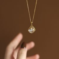 Collar De Oro De 18 Quilates Chapado En Acero De Titanio Con Bola De Cristal Simple A La Moda sku image 1
