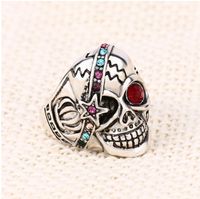 Punk Skull Alloy Plating Rhinestone Rings 1 Piece main image 3