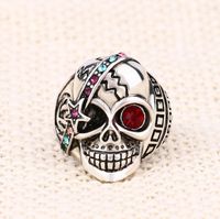 Punk Skull Alloy Plating Rhinestone Rings 1 Piece sku image 1