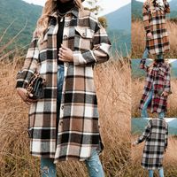 Women's Casual Plaid Pocket Button Single Breasted Coat Coat main image 1