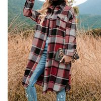 Women's Casual Plaid Pocket Button Single Breasted Coat Coat main image 3