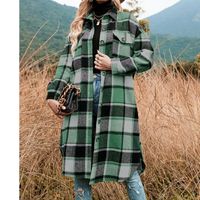 Women's Casual Plaid Pocket Button Single Breasted Coat Coat sku image 18