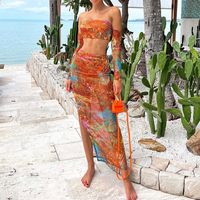 Hawaiian Ditsy Floral Polyester Backless Skirt Sets 2 Piece Set main image 1