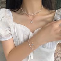 Elegant Geometric Alloy Pearl Plating Bracelets Necklace main image 1