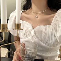 Simple Style Square Butterfly Bow Knot Alloy Pearl Inlay Rhinestones Women's Necklace sku image 51