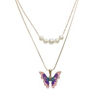 Mode Schmetterling Legierung Überzug Künstliche Perlen Halskette main image 3