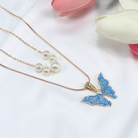 Mode Schmetterling Legierung Überzug Künstliche Perlen Halskette sku image 4