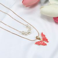 Mode Schmetterling Legierung Überzug Künstliche Perlen Halskette sku image 3