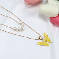 Fashion Butterfly Alloy Plating Artificial Pearls Necklace sku image 7