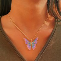 Mode Papillon Alliage Placage Perles Artificielles Collier sku image 1