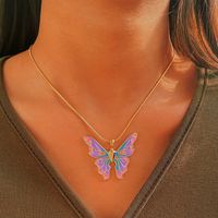 Mode Papillon Alliage Placage Perles Artificielles Collier main image 5