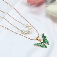 Fashion Butterfly Alloy Plating Artificial Pearls Necklace sku image 2