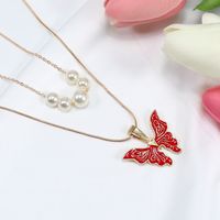 Fashion Butterfly Alloy Plating Artificial Pearls Necklace sku image 6