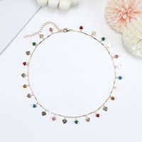 1 Piece Vacation Heart Shape Flower Copper Chain Inlay Rhinestones Pearl Necklace sku image 2
