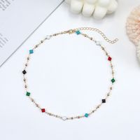 1 Piece Vacation Heart Shape Flower Copper Chain Inlay Rhinestones Pearl Necklace main image 6