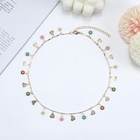 1 Piece Vacation Heart Shape Flower Copper Chain Inlay Rhinestones Pearl Necklace main image 5