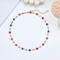 1 Piece Vacation Heart Shape Flower Copper Chain Inlay Rhinestones Pearl Necklace main image 3