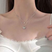 Simple Style Butterfly Alloy Plating Rhinestones Necklace main image 2