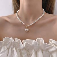 Elegant Heart Shape Imitation Pearl Alloy Splicing Necklace sku image 1