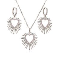 Fashion Heart Shape Copper Plating Inlay Zircon Earrings Necklace main image 4
