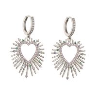 Fashion Heart Shape Copper Plating Inlay Zircon Earrings Necklace sku image 8
