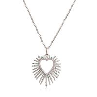 Fashion Heart Shape Copper Plating Inlay Zircon Earrings Necklace sku image 4