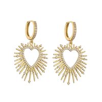 Fashion Heart Shape Copper Plating Inlay Zircon Earrings Necklace sku image 5