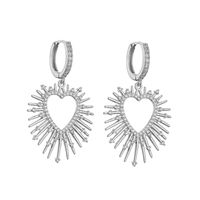 Fashion Heart Shape Copper Plating Inlay Zircon Earrings Necklace sku image 6