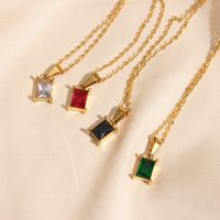 Glam Square Stainless Steel Plating Zircon Gold Plated Necklace main image 5