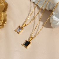 Glam Square Stainless Steel Plating Zircon Gold Plated Necklace main image 3
