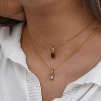 Glam Square Stainless Steel Plating Zircon Gold Plated Necklace main image 1