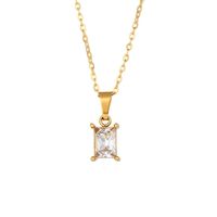 Glam Square Stainless Steel Plating Zircon Gold Plated Necklace main image 2
