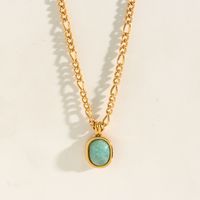 Glam Oval Stainless Steel Necklace Plating Natural Stone Stainless Steel Necklaces main image 2