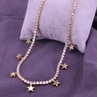 Fashion Star Moon Copper Necklace Gold Plated Zircon Copper Necklaces main image 4