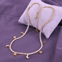 Fashion Star Moon Copper Necklace Gold Plated Zircon Copper Necklaces main image 1