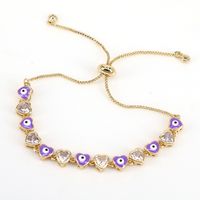 Fashion Heart Shape Eye Copper Bracelets Enamel Gold Plated Zircon Copper Bracelets main image 3