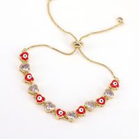 Fashion Heart Shape Eye Copper Bracelets Enamel Gold Plated Zircon Copper Bracelets main image 2