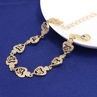 Fashion Love Heart Shape Copper Bracelets Gold Plated Zircon Copper Bracelets sku image 3