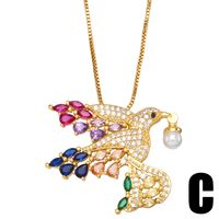 Fashion Heart Shape Bird Copper Pendant Necklace Inlay Zircon Copper Necklaces sku image 3