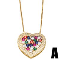 Fashion Heart Shape Bird Copper Pendant Necklace Inlay Zircon Copper Necklaces sku image 1