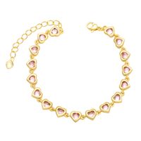 Fashion Heart Shape Copper Bracelets Inlay Zircon Copper Bracelets sku image 1