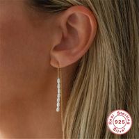 Simple Style Geometric Imitation Pearl Sterling Silver Earrings Plating 925 Silver Earrings main image 3