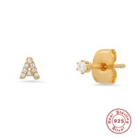 Fashion Letter Sterling Silver Plating Zircon Ear Studs 1 Pair main image 3