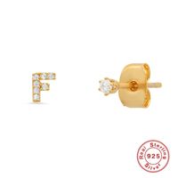 Fashion Letter Sterling Silver Plating Zircon Ear Studs 1 Pair sku image 5