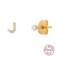 Fashion Letter Sterling Silver Plating Zircon Ear Studs 1 Pair sku image 4